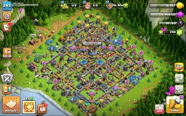 18 TH фулл деф | 243 LVL | 88/83/91/85/36/15 | фулл экипа + войско, 18 TH Родной Деревни, 10 TH Строителя