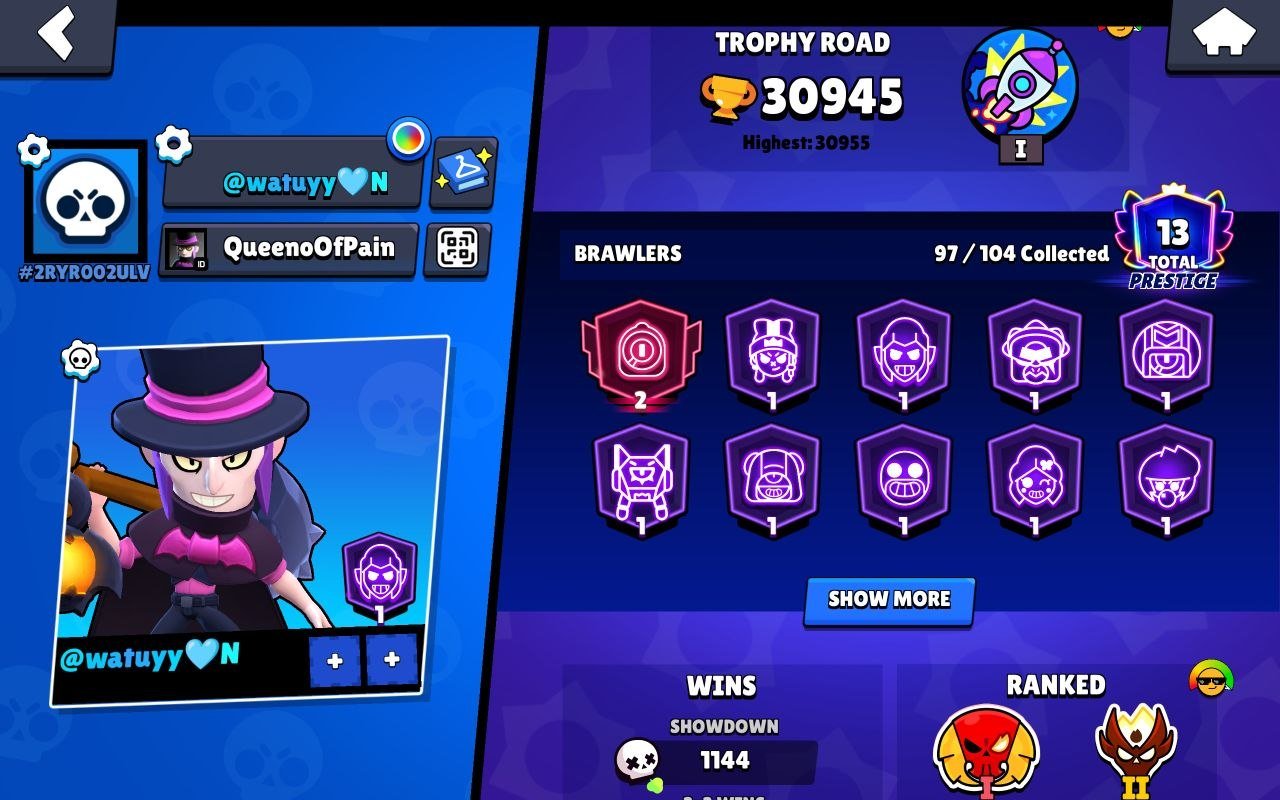 Best account with Master 2, trophies 31000, brawlers 97
