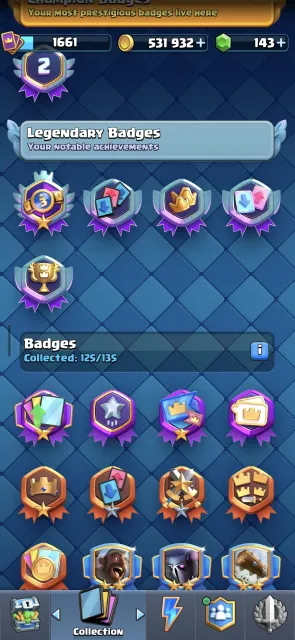60 fighters of 11th power, A LOT of skins, the ID has a Royale account with 16 tower level, 50050 trophies, 107 brawlers, 30 primes