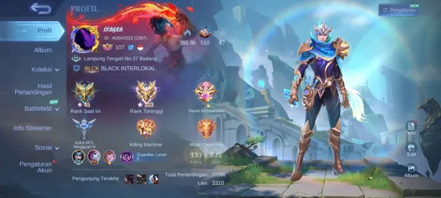 SAFE & CHEAP | EMBLEM MAX, NATALIA COLLECTOR AND HAVE 27 EPIC SKIN, Sale, Rank: Mythic, Level: 137, Winrate: 53%, Heroes: 133, Skins: 231