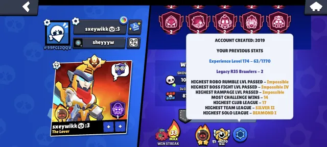 SELLING PERSONAL OLD ACCOUNT 2019‼️ 2 35 RANKS, 93-11 POWER, 111K CUPS, MANY OLD SKINS/PINS‼️, 111700 cups, 105 brawlers, 91 primes