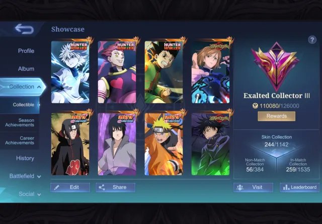 100 heroes and 16 skins with COLLAB base, Sale, Rank: Mythical Immortal, Level: 49, Win rate: 52%, Heroes: 100, Skins: 244
