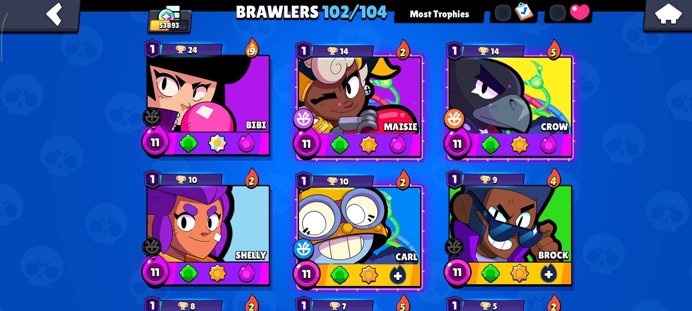 2019 account 🔥, trophies 53000, brawlers 102, primes 17