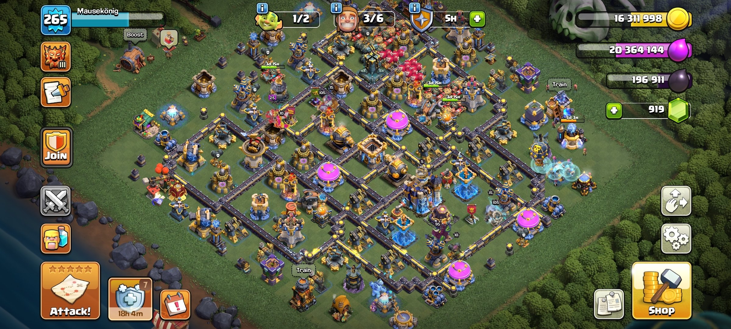 🎇 TH 18 98% FULL [265 LVL] 🎇 | 🎇FULL СНАРЯГА 🎇 | 🎇 FULL ГЕРОИ 🎇 | 🎇СЕТЫ СКИНОВ/ОФОРМЛЕНИЙ 🎇, 18 TH Main Village, 10 TH Builder
