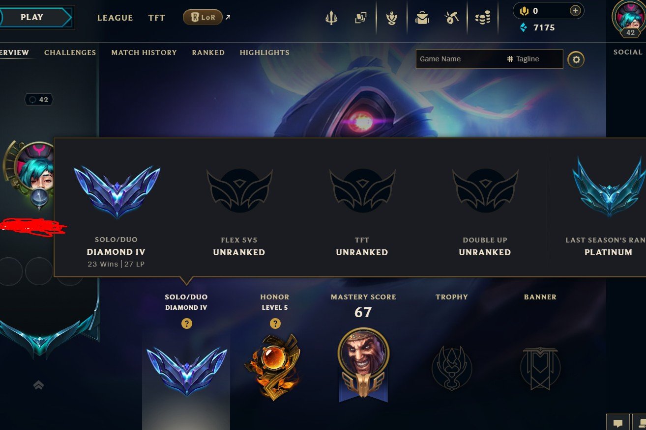 🔑EUNE🔑58% Winrate🔑S16 Diamond IV🔑Diamond II MMR🔑Handleveled🔑64 Champs🔑15 Skins, Sale, level 42, champions 64, skins 15, Diamond