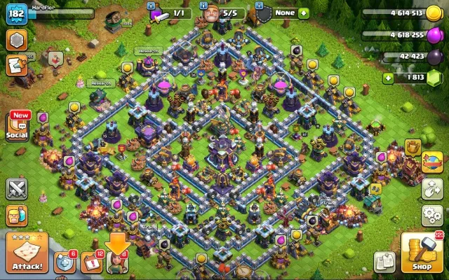 15 TH | 182 LVL | 70/87/64/63/35 | 1.8k gems, 15 TH Home Village, 7 TH Builder Base