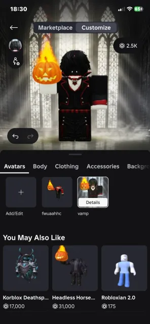 🎃 Account with Headless 🎃, Sale, Voice chat: Available