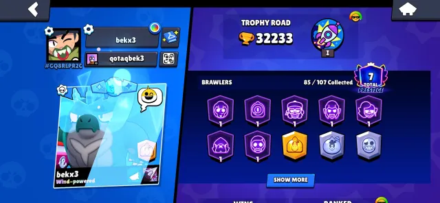 🎄9 TITLES!❄️7 PRIMES🎄13 MYTH + 8 LEG SKINS❄️SCREENS🎄NUMBER NOT LINKED❄️DESCRIPTION👇, 32000 trophies, 85 brawlers, 7 primes