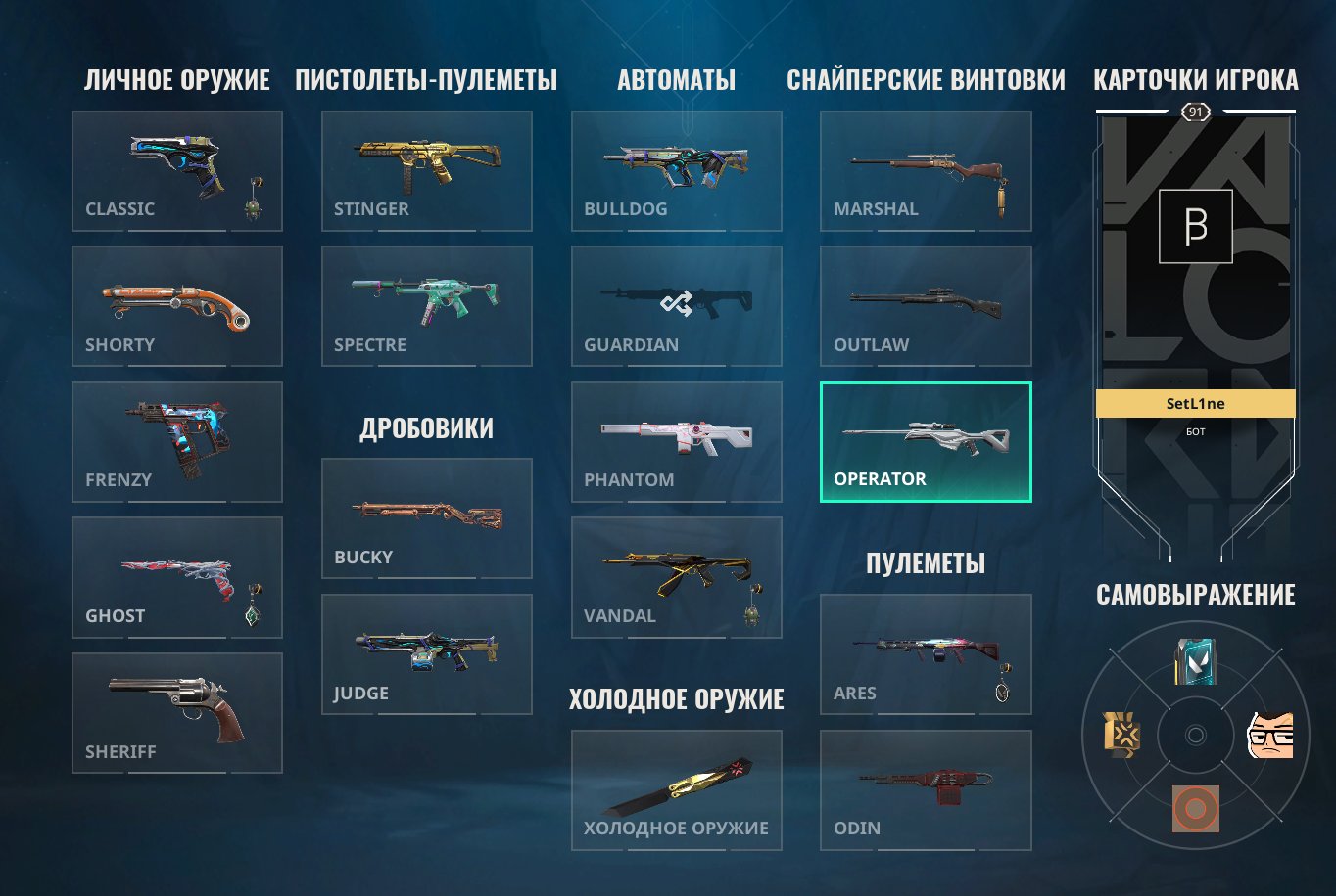 Personal account🕸️[Skins worth ~50,000 VP]🕸️Champions 2022🕸️Vandal Champions 2023🕸️Xenohunter Knife, Sale, Ranked unlocked, Agents: 22, Skins: 62