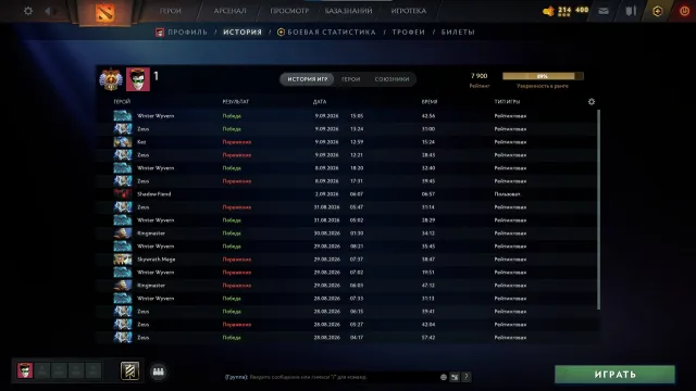 Personal account. 7900. Titan. 10381 Honesty. Main pool. First letter. 43 double bet tokens, Sale, 7900 MMR, 10381 honesty, 10381 politeness, 1222 matches, 1040 hours