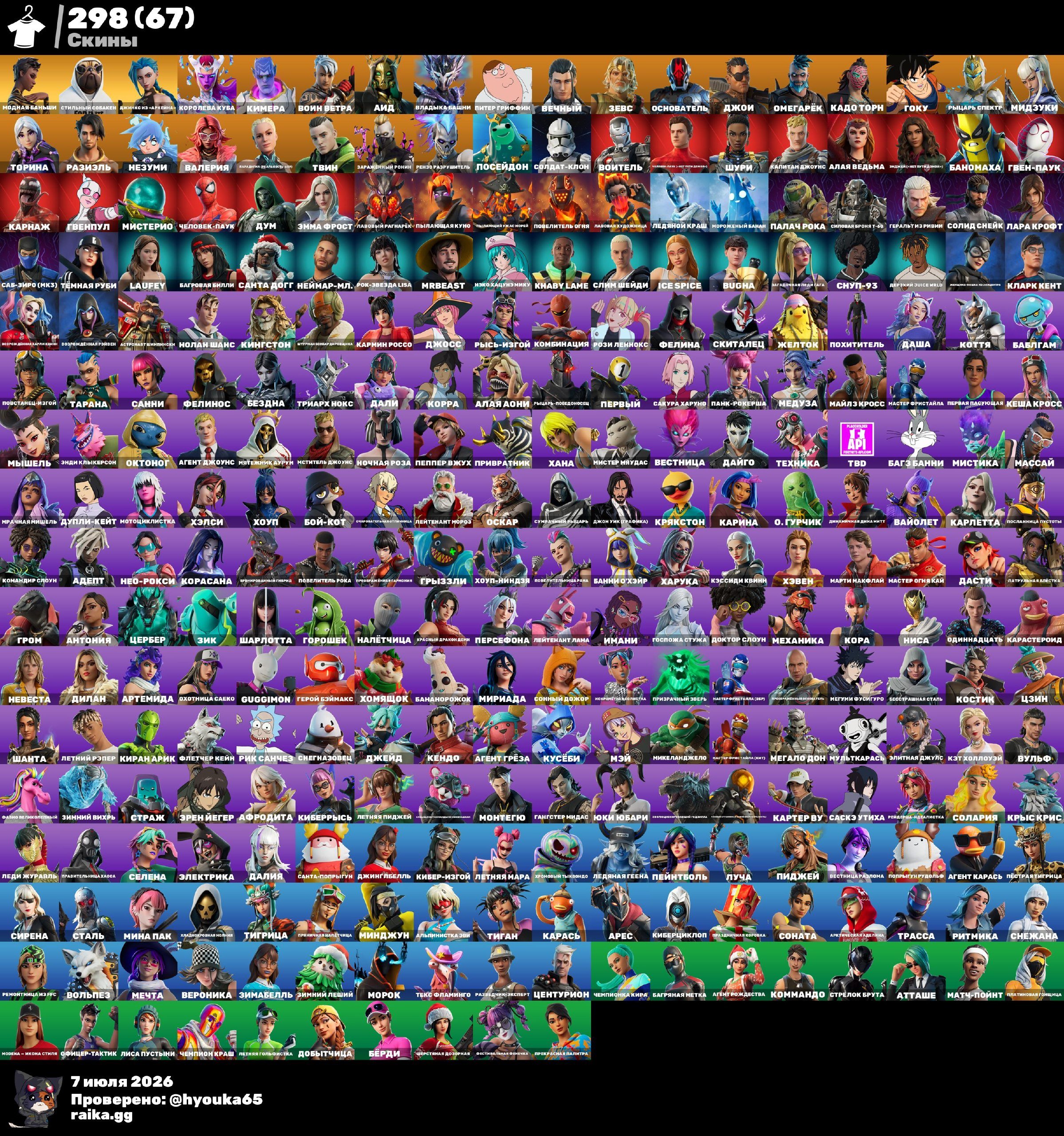 Fortnite account: 300 skins, 350 pickaxes, 247 emotes., Sale, skins 300