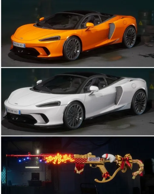 🟢🔥 McLaren Orange + White + Уровень 6 Jingling Bell - Min14 + Мультфильм нападающий вязаная шляпа 🟢🔥, Нет BATTLEGROUNDS Plus