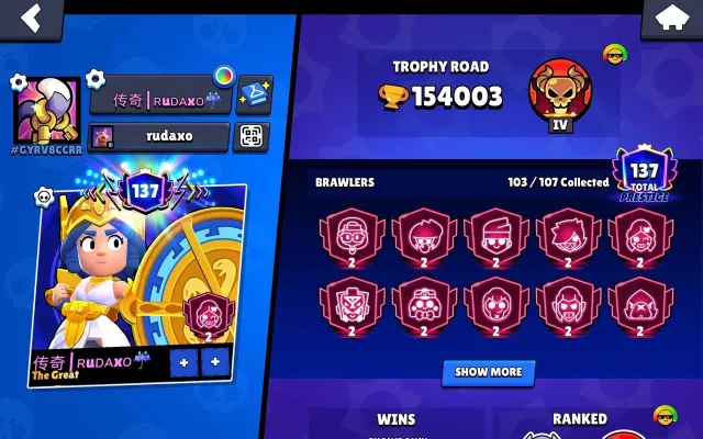 💫150003🏆| 103 BRAWLERS | CrySoul as a friend | 137 PRIMES💫, 150003 trophies, 103 brawlers, 137 primes