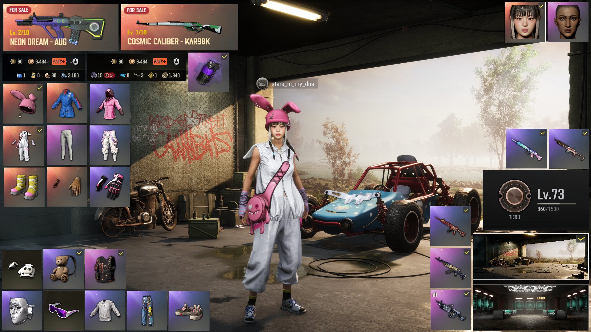 💖NEWJEANS HANNI💖NEON DREAM AUG + KAR98K COSMIC💖🔥MISS BUGATTI + RASH BEIXI SETS🔥✅AUTO-DELIVERY✅🔥, Yes BATTLEGROUNDS Plus