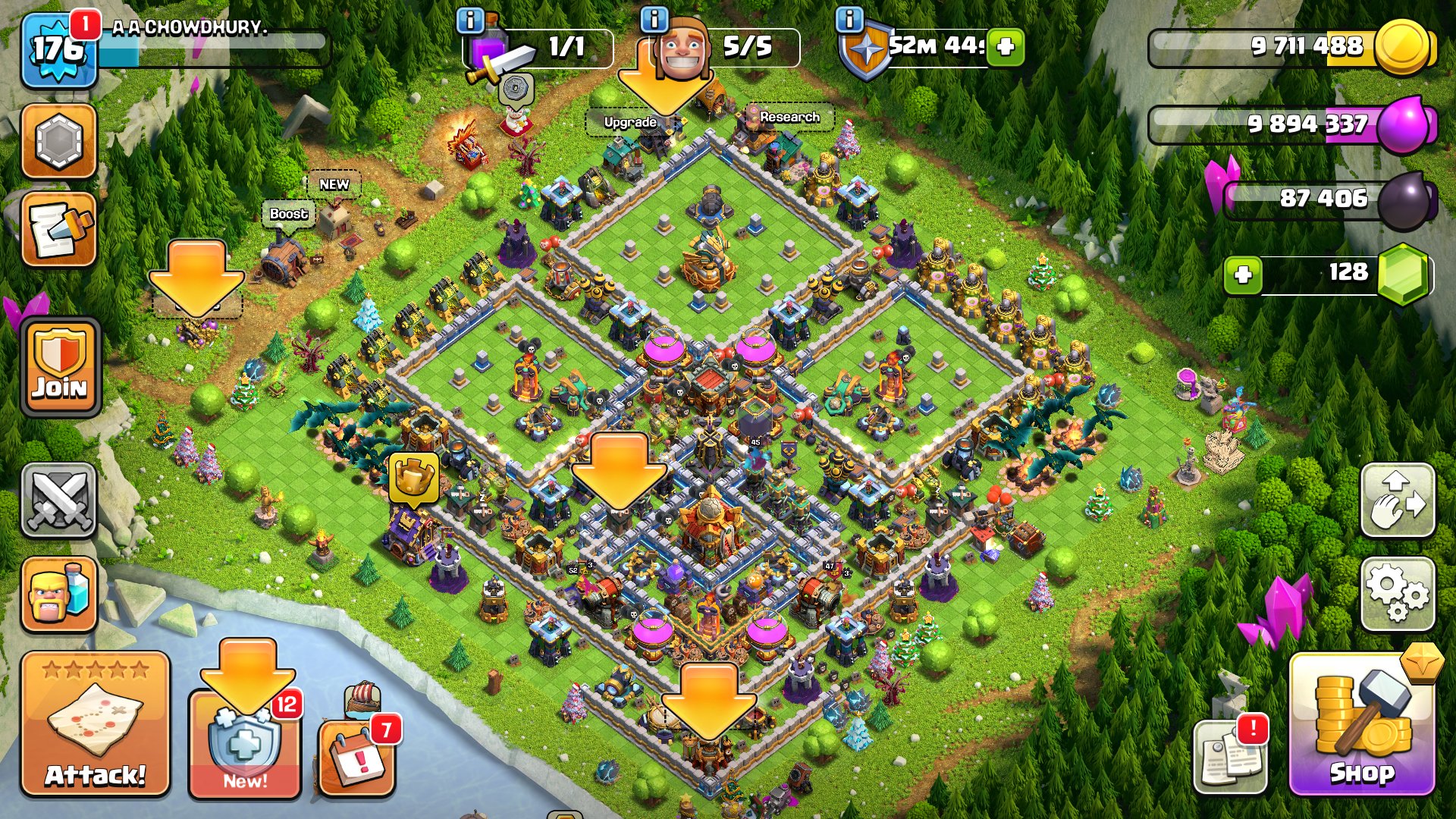 ✅[AUTO DELIVERY]💜16th💜8ds⭐️228Gems⭐️176Lvl 👑Heroes 47/52/45/43/35/1✅tag:#GQ8QP0RC, 16 TH Main Village, 8 TH Builder