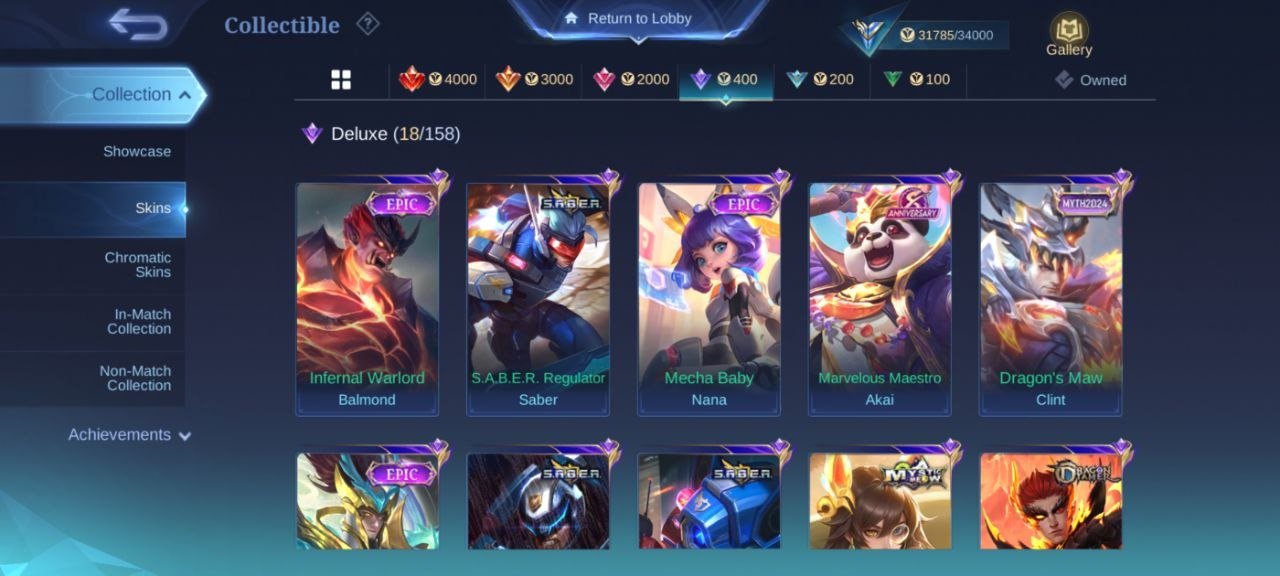 Mythic account🔥 88 heroes💥 140 skins💥