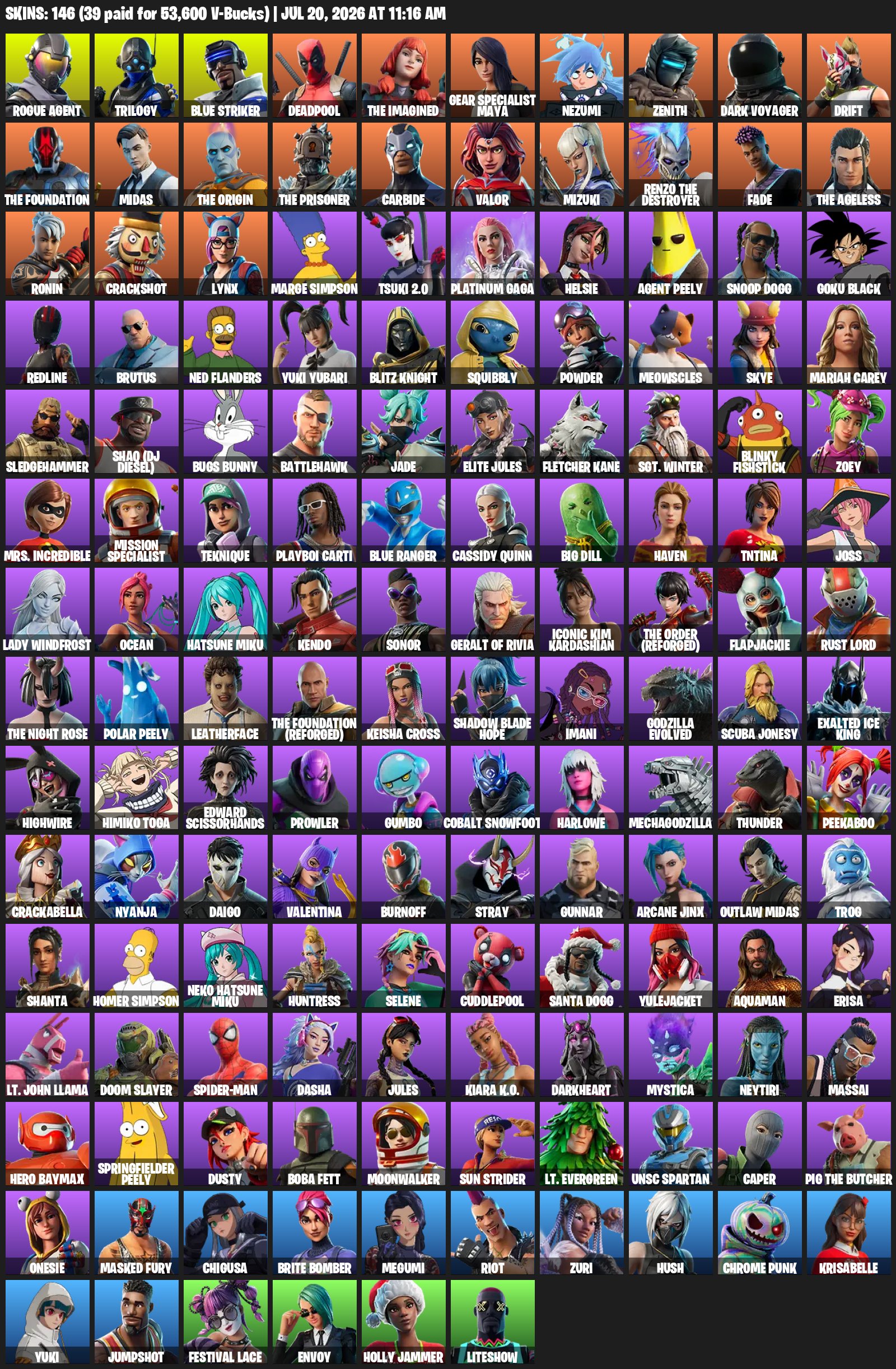 🥰Take The L😉Rogue Agent😘Orange Justice😉AUTO-DISTRIBUTION❤️🔥IDEAL FOR A NEWCOMER😎FULL ACCESS🥰, Sale, skins 146