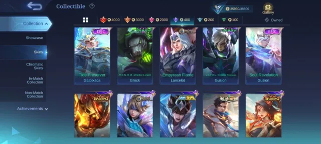 Collector YUZHONG Natalia 23 Deluxe Epic carmila Epic Gatotkaca Epic moskov, Продажа, Ранг: Мифический, Уровень: 97, Процент побед: 48%, Герои: 113, Облики: 179