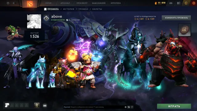 ⚡ 4 Arkanen: Razor, Pudge, PA, Techies ⭐ Viele Persönlichkeiten ⭐ 80+ Dabbels ⭐ Sets aus Collector's Cache, Verkauf, 839 MMR, 6189 Ehrlichkeit, 6189 Höflichkeit, 1526 Spiele, 1306 Stunden