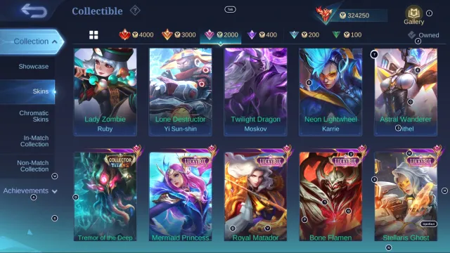 #MG228 World Collector; 5 LEDEND; 4 Aspirants; 3 NARUTO; 3 KOF; Nexus Thamuz, Nolan; Satoru Gojo, Sale, Rank: Legend, Level: 97, Winrate: 52%, Heroes: 133, Skins: 614