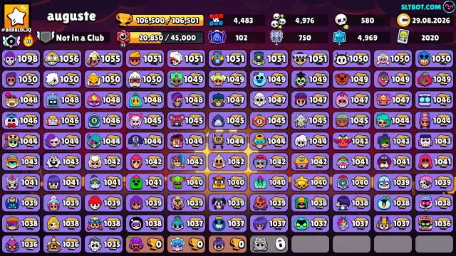 🏆106K🏆⭐️102PRIMES🟡27K Coins🟡💎299 Gems💎✨37K BLINGS, 106500 trophies, 105 brawlers, 102 primes