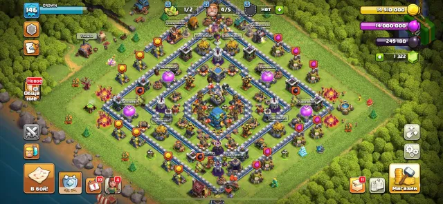 🟥⬛️ 𝟭𝟮 ТХ ФУЛЛ 80% ⬛️🟥 ГЕРОИ: 48/55/28/21 ♦️ ПРЕДМЕТЫ ♦️ 4 СКИНА ♦️1300+ ГЕМОВ ♦️ АВТОВЫДАЧА 𝟮𝟰/𝟳, 12 TH Родной Деревни, 7 TH Строителя