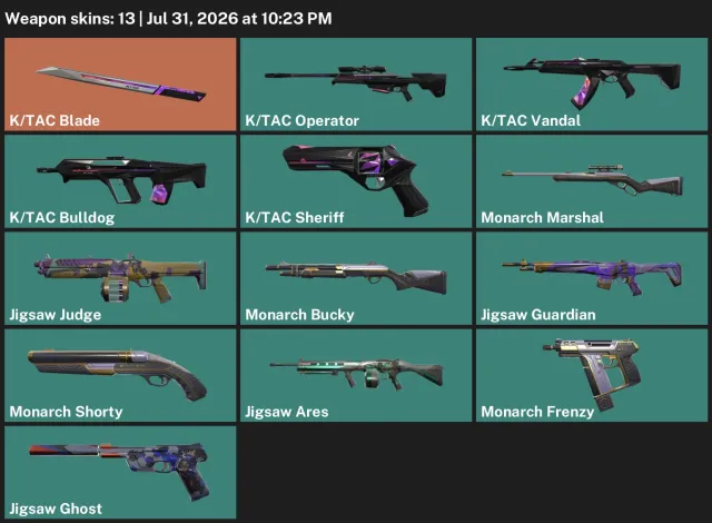 💎 FOR SALE 💎 FULL ACCESS 💎 BLADE 💎 K/TAC SET + BATTLE PASS SKINS 💎 13 SKINS 💎 AUTO-DELIVERY 💎, Sale, Ranked unlocked, Agents: 16, Skins: 5
