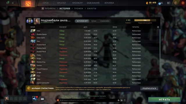 ✅5200 MMR✅ МЕЙНПУЛ 100%✅ Божество 4✅ лвл трофея 66✅, Продажа, 5191 MMR, 12000 порядочности, 12000 вежливости, 1938 матчей, 1860 часов