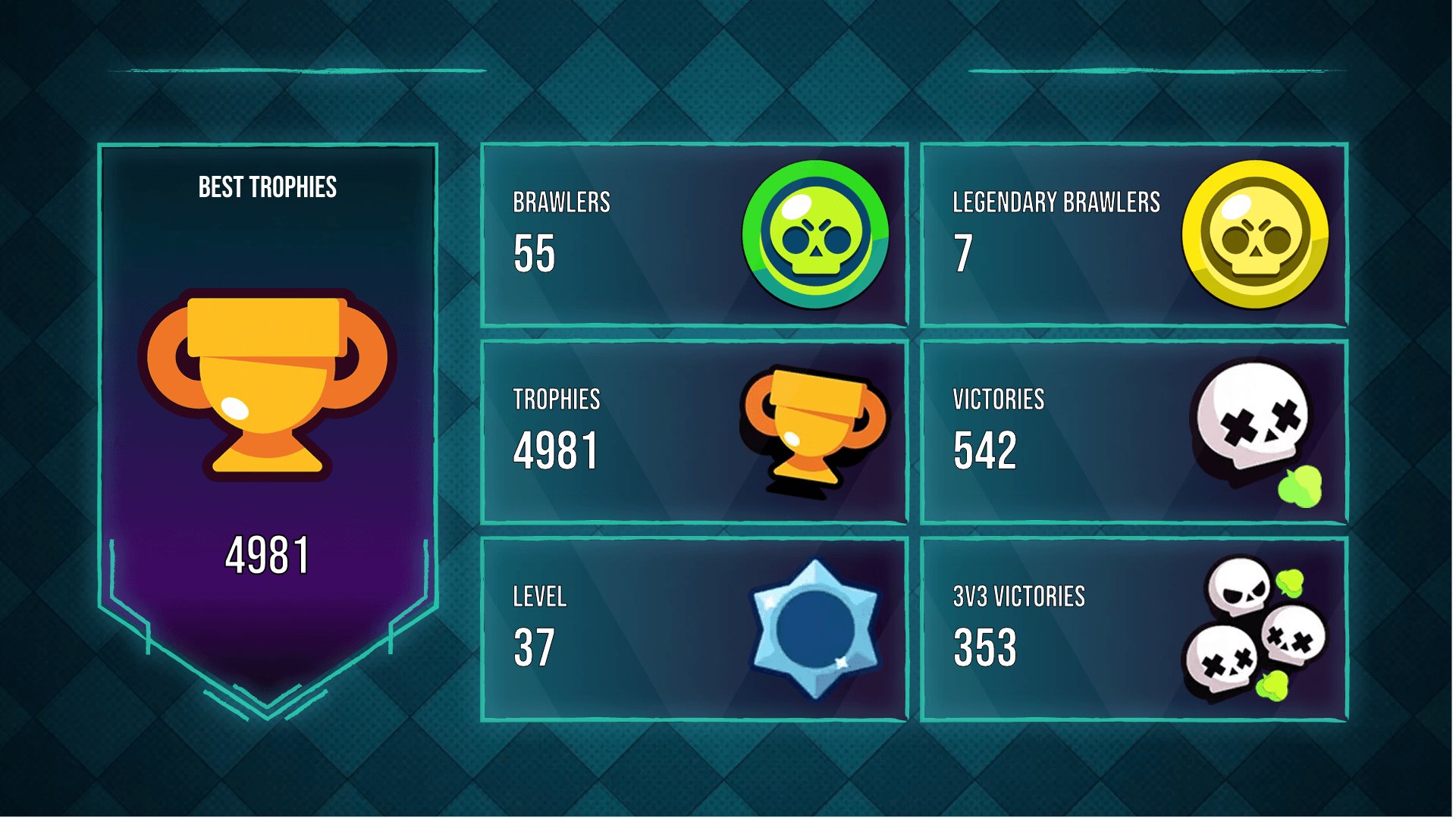 🥑 4981 TROPHIES 🥑 37 LEVEL 🥑 4 MAX POWER BRAWLER 🥑 22 HYPERCHARGE 🥑 GKLgW 🥑, trophies 4981, brawlers 55