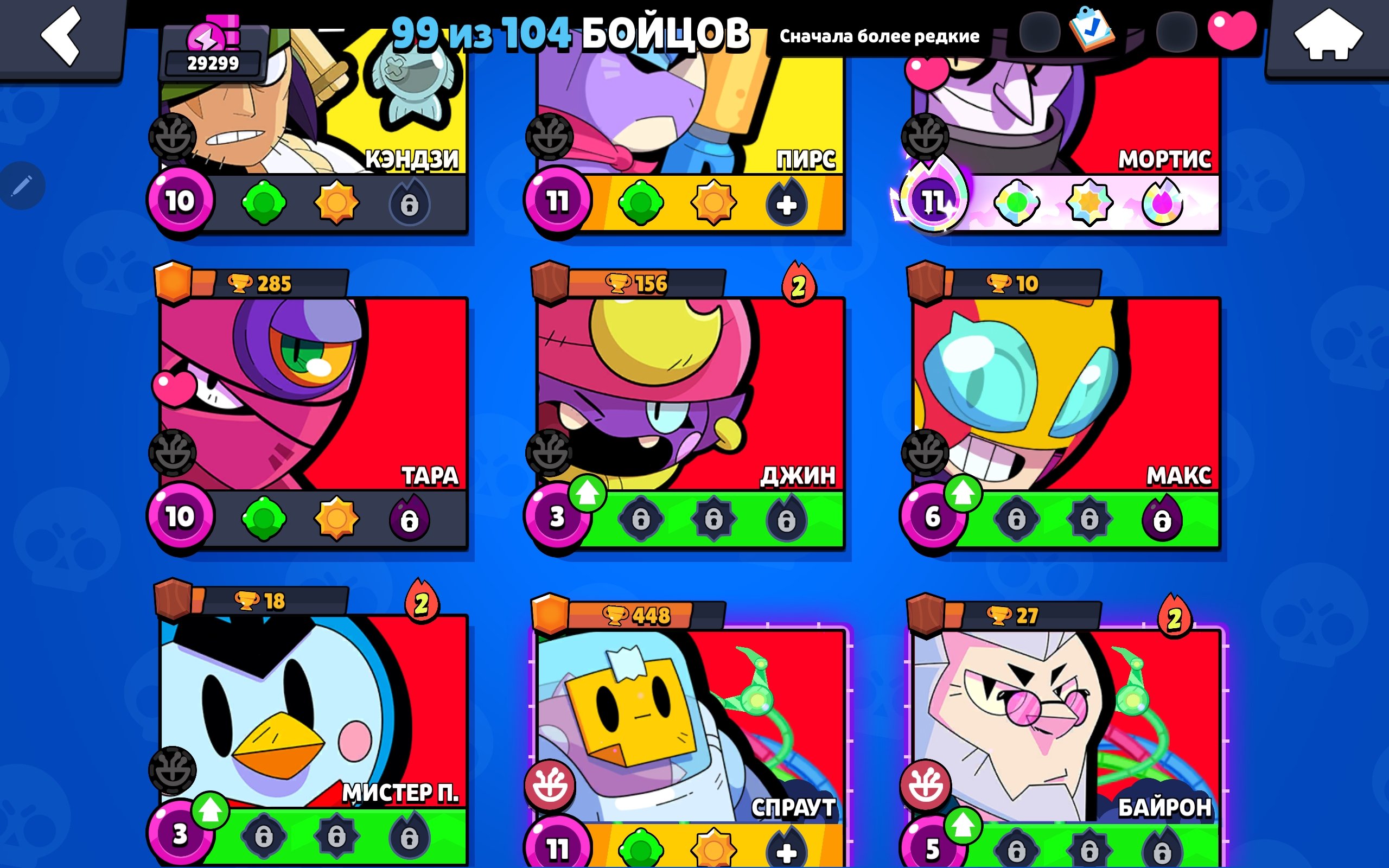 Top account, 99 braversers, 12 primes, 2 ultra-legendary bravers, trophies 29299, brawlers 99, primes 12
