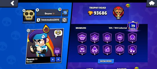 🏆𝟵𝟰𝐊🏆【🔹METEORITE GLORY🔹🎫𝟰 BP+🎫】👤1O4/1O4👤𝟰𝟬𝟬 SKINS~41k💎❰𝟱𝟴 11-x C HYPER❱📹VIDEO REVIEW📹, trophies 94000, brawlers 104, primes 79