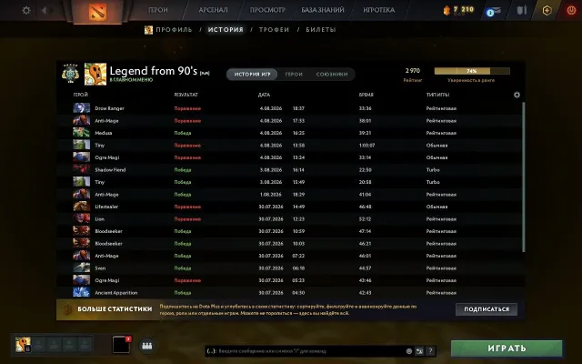 Arcana Ogre Magi, Arcana Juggernaut, Medusa Dota+, Shaker Dota+ Amaterasu courier, Sale, 3000 MMR, 7000 Honesty, 7000 Politeness, 500 matches, 466 hours