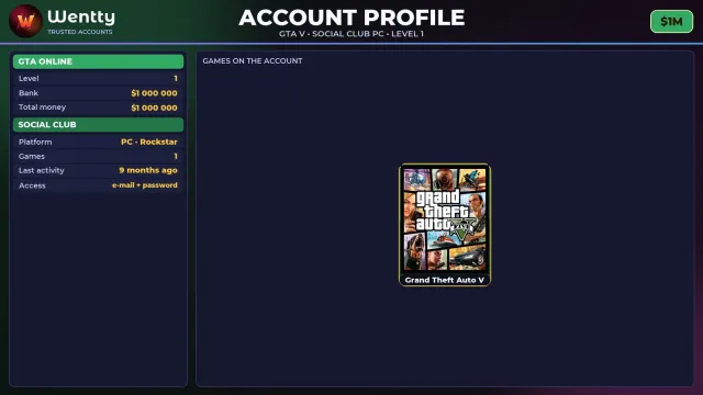 🔥 【SOCIAL CLUB】 💚 ПОЛНЫЙ ДОСТУП | ПОДХОДИТ ДЛЯ ONLINE/RP | УРОВЕНЬ 1 💚 $1M #4DBJI7, Продажа