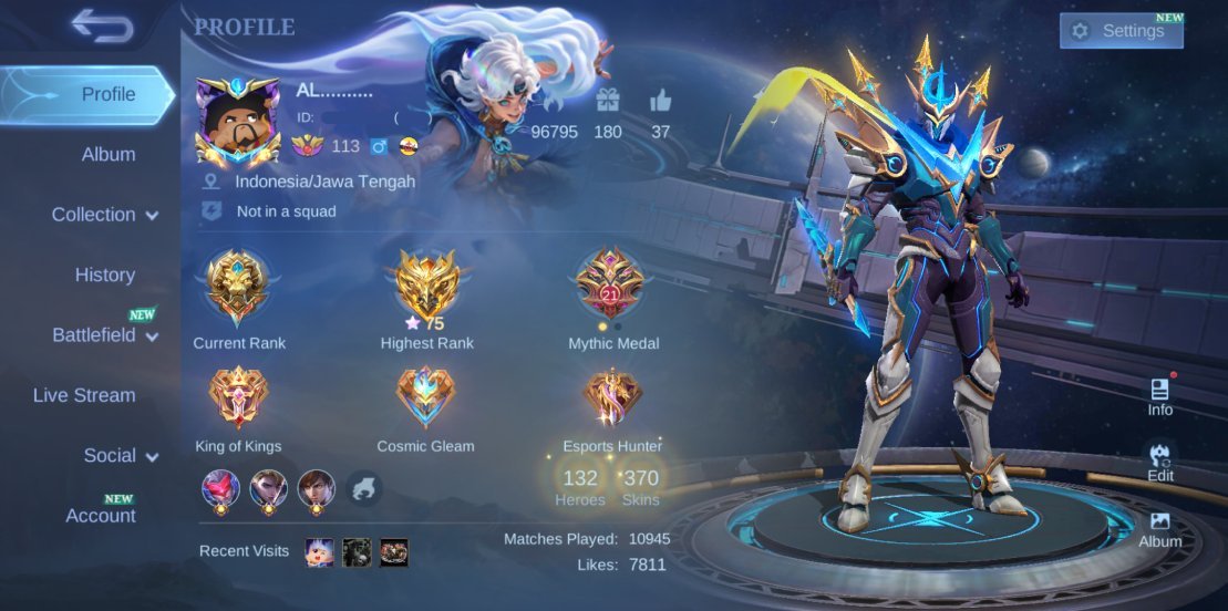LEGEND GUSION | STUN Chou + M-World Yin + Annual Starlight Hayabusa|Full Access Gmail, Sale, Rank: Mythic, Level: 113, Winrate: 53%, Heroes: 132, Skins: 375