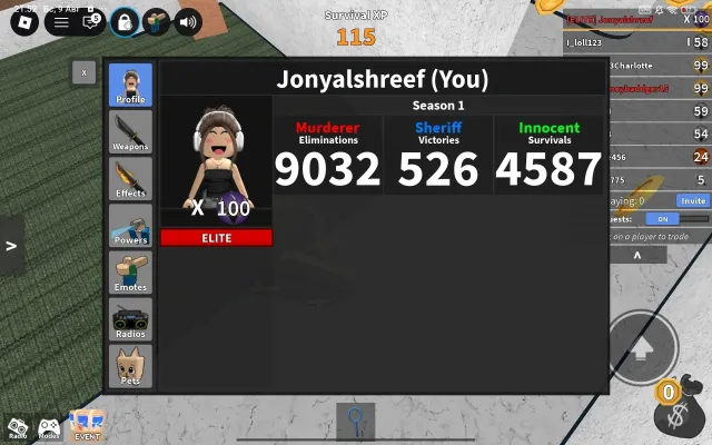 ❤️Account for mm2 mm2, maximum level (X100) (1000) elite, total 145k+ ❤️, Sale, Voice chat: No