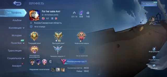 ⚡ Mobile Legends ⚡️🔴 Collector - Guru V, ALL ON SCREENS 🔴 ✅FULL DATA CHANGE✅ ❗AUTO DELIVERY❗, Sale, Rank: Epic, Level: 65, Win Rate: 51%, Heroes: 132, Skins: 308