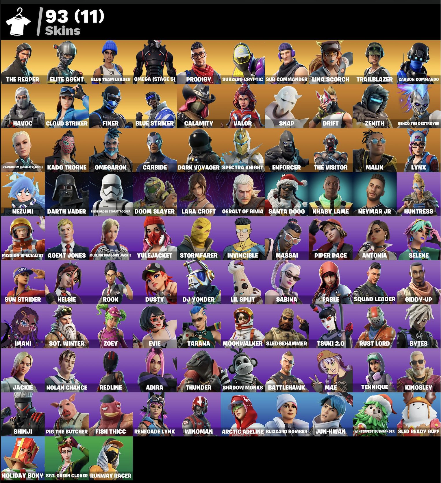 🔥[FORTNITE] 93 skins | The Reaper | Elite Agent | Omega (stage 5) | Sub Commander | 650 VB [NFA] 🔥, Sale, skins 93