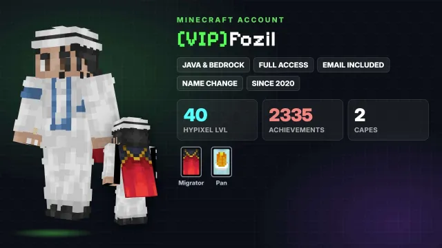 👑 [VIP] 🦸 Cloaks (2): Migrator, Pan ✅ Java & Bedrock & full access, Sale, All account data