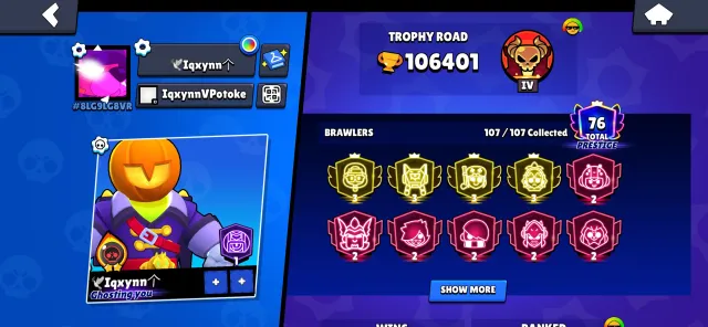 🔥JUICY ACCOUNT, NATIVE EMAIL, 3 PRIMES AND MASTERS, 80+ CHARACTERS LEVEL 11, OLD BPs, ACCOUNT 2019🔥, 100000 trophies, 107 brawlers, 76 primes