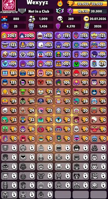 🔥TOP BRAWL ACCOUNT FOR LEVELING UP🔥, trophies 30060, brawlers 72, primes 25