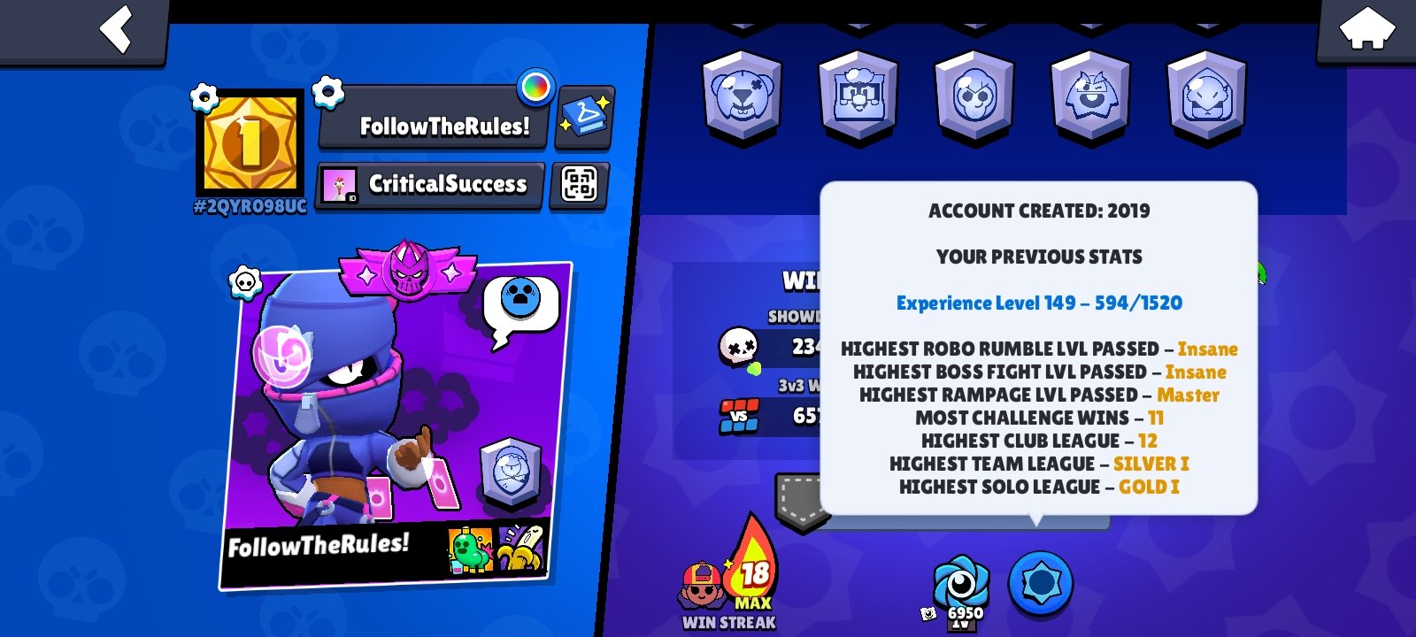 🦶 2019 🦶 Account 🦶 With 🦶 Rare 🦶 Skins 🦶 Buy🦶 Pls 🦶, trophies 37554, brawlers 98