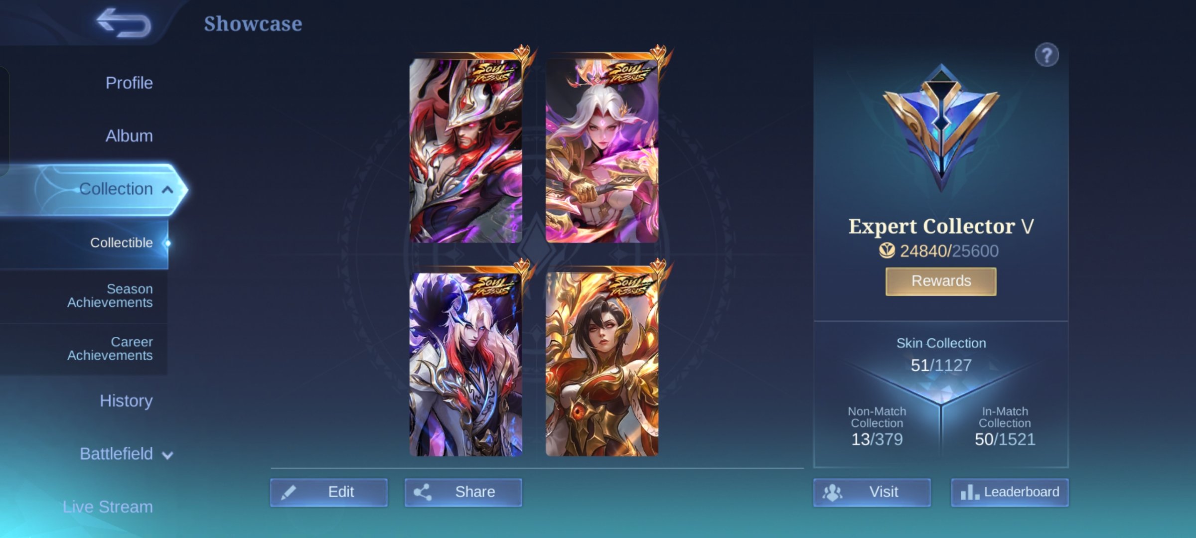 VESSELS SOUL BENEDETTA, HANABI, CECILION, CLINT • KOR KARINA, Sale, Rank: Mythic, Level: 9, Winrate: 67%, Heroes: 50, Skins: 52