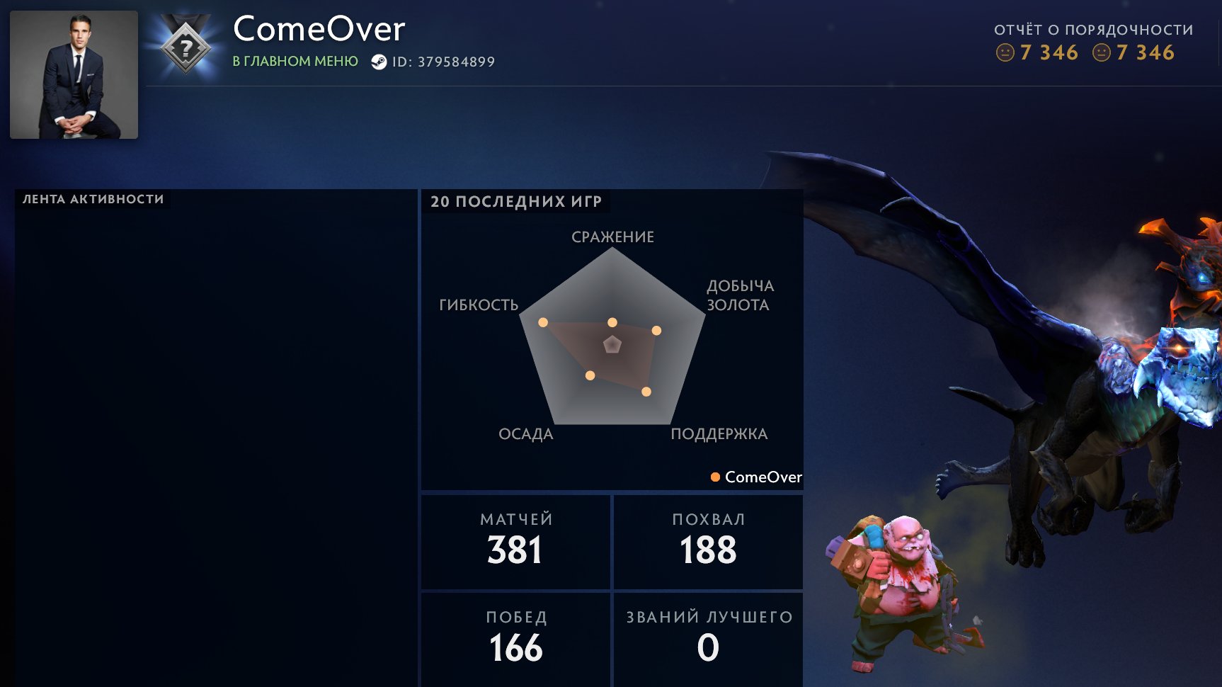 ❄️🌈 Last match 2023 year | + Email ❄️🌈, Sale, 1259 MMR, 7346 Behavior score, 7346 вежливости, 381 games