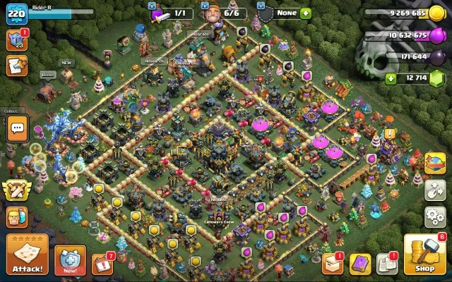 17 TH фулл | 220 LVL | 100/98/90/75/50/11 | фулл экипа | 12 к гемов + 2 к лвк, 17 TH Родной Деревни, 10 TH Строителя