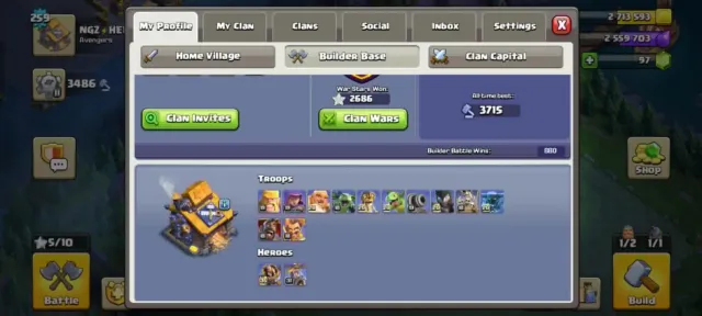 TH 18➤Legend 2 (Sign Up Off)➤RARE King Haaland SKIN➤Cosmic 4 Skin➤6 Hero max➤Profile Close mx, 18 TH Родной Деревни, 10 TH Строителя