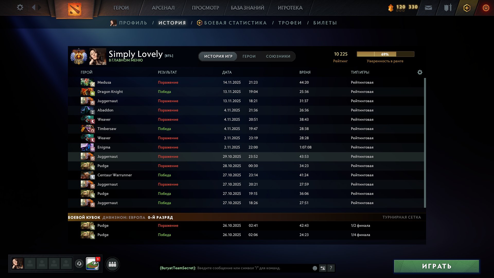 Personal Maine for Sale, Sale, 10225 MMR, 12000 Behavior score, 12000 вежливости, 6645 games, 9759 hours
