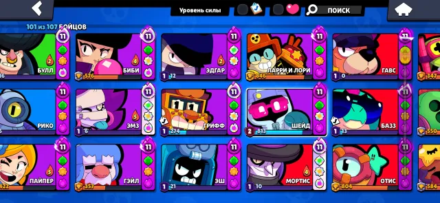 SHEID 2825 CUPS RONIN GAVS FROM OLD BP EXCELLENT LEVELING, 36258 cups, 101 brawlers, 13 primes