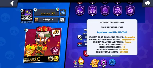 🎁 BIGSTEST ACC OF 2019 WITH SPRAY FOR 30TH RANK + ACC IN CLASH ROYALE WITH 8K CUPS AS A GIFT 🎁, trophies 62546, brawlers 104, primes 31