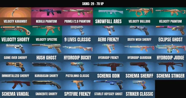 Bronze 3 💠 29 skins 💠 1 KNIFE💠Karambit "Speed"💠Phantom "Prime//2.0"💠Phantom "Nebula"💠Schema, Sale, Bronze 3, Agents: 24, Skins: 29