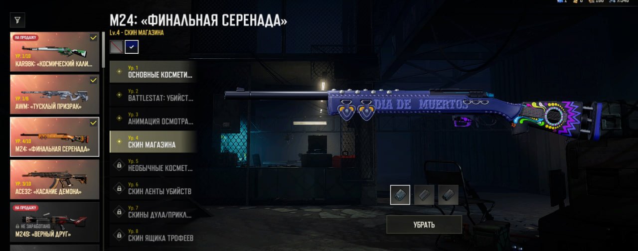 4x Progressive M24 (4lvl) + Chromo blue, AWM, ACE 32, Kar98K - 176 LVL, No BATTLEGROUNDS Plus
